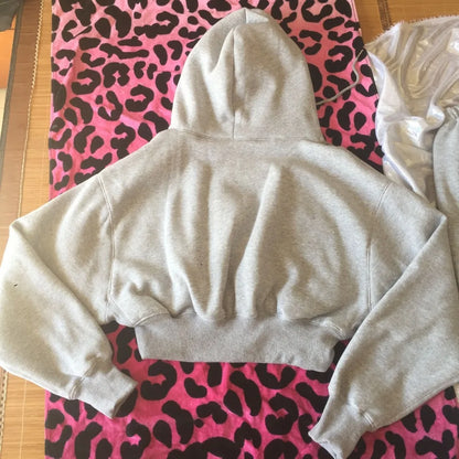 Women’s Fleece Hoodie and Jogger Pants 2-Piece Tracksuit Set, Warm Solid Color Sweat Suit for Fall and Winter Casual Sports Outfit