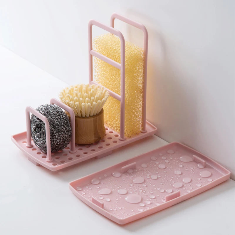 Dish Cloth Drain Rack – Kitchen Sponge Holder & Rag Storage Shelf for Dishwashing