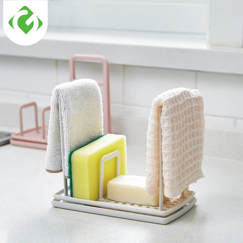 Dish Cloth Drain Rack – Kitchen Sponge Holder & Rag Storage Shelf for Dishwashing