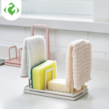 Dish Cloth Drain Rack – Kitchen Sponge Holder & Rag Storage Shelf for Dishwashing