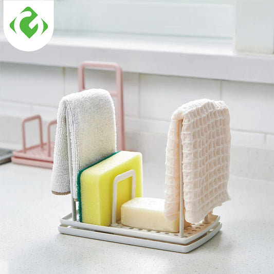 Dish Cloth Drain Rack – Kitchen Sponge Holder & Rag Storage Shelf for Dishwashing