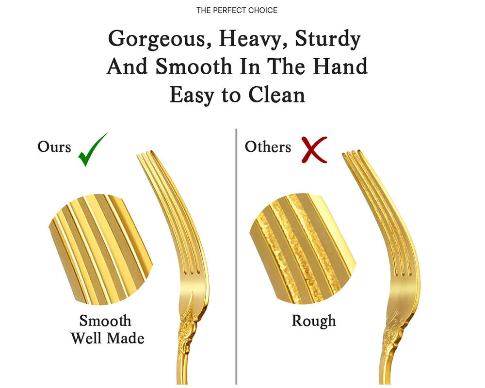 20/30PCS Luxury Gold & Silver Cutlery Set, Vintage Stainless Steel Flatware with Engraved Forks, Spoons & Knives