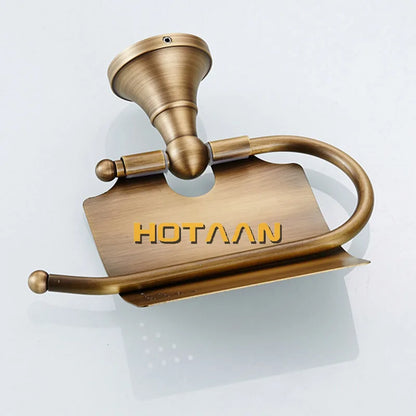 Luxury Solid Brass Bathroom Accessories Set, Antique Brass Towel Bar, Paper Holder, Towel Ring & Robe Hook