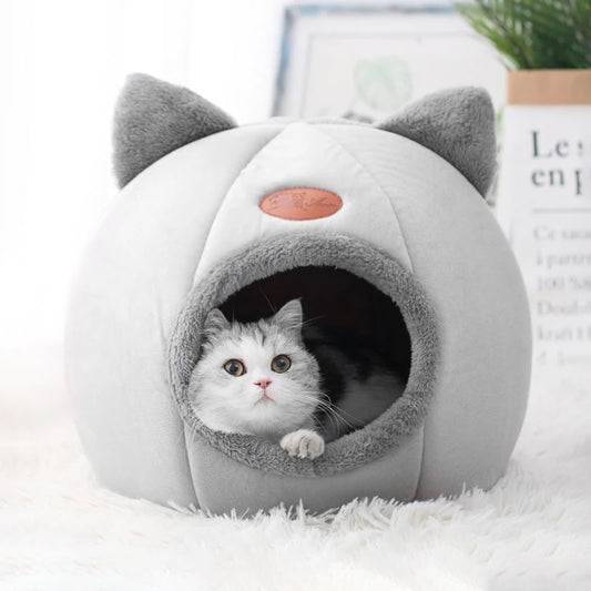 Winter Warm Cat Bed Cozy Cave Nest, Deep Sleep Comfort Pet Tent House for Cats and Small Dogs, Soft Plush Indoor Sleeping Mat Basket
