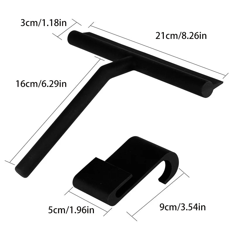 Shower Squeegee Window Glass Wiper – Silicone Scraper Cleaner Brush with Long Handle for Bathroom Mirrors
