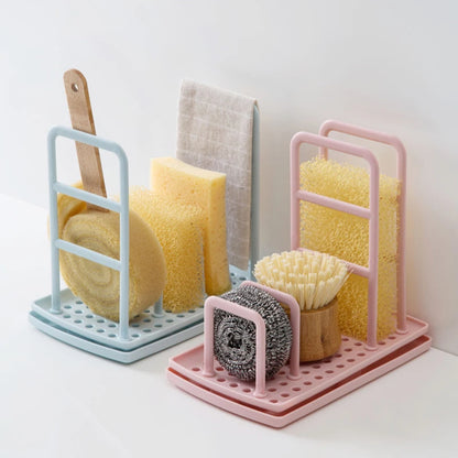 Dish Cloth Drain Rack – Kitchen Sponge Holder & Rag Storage Shelf for Dishwashing