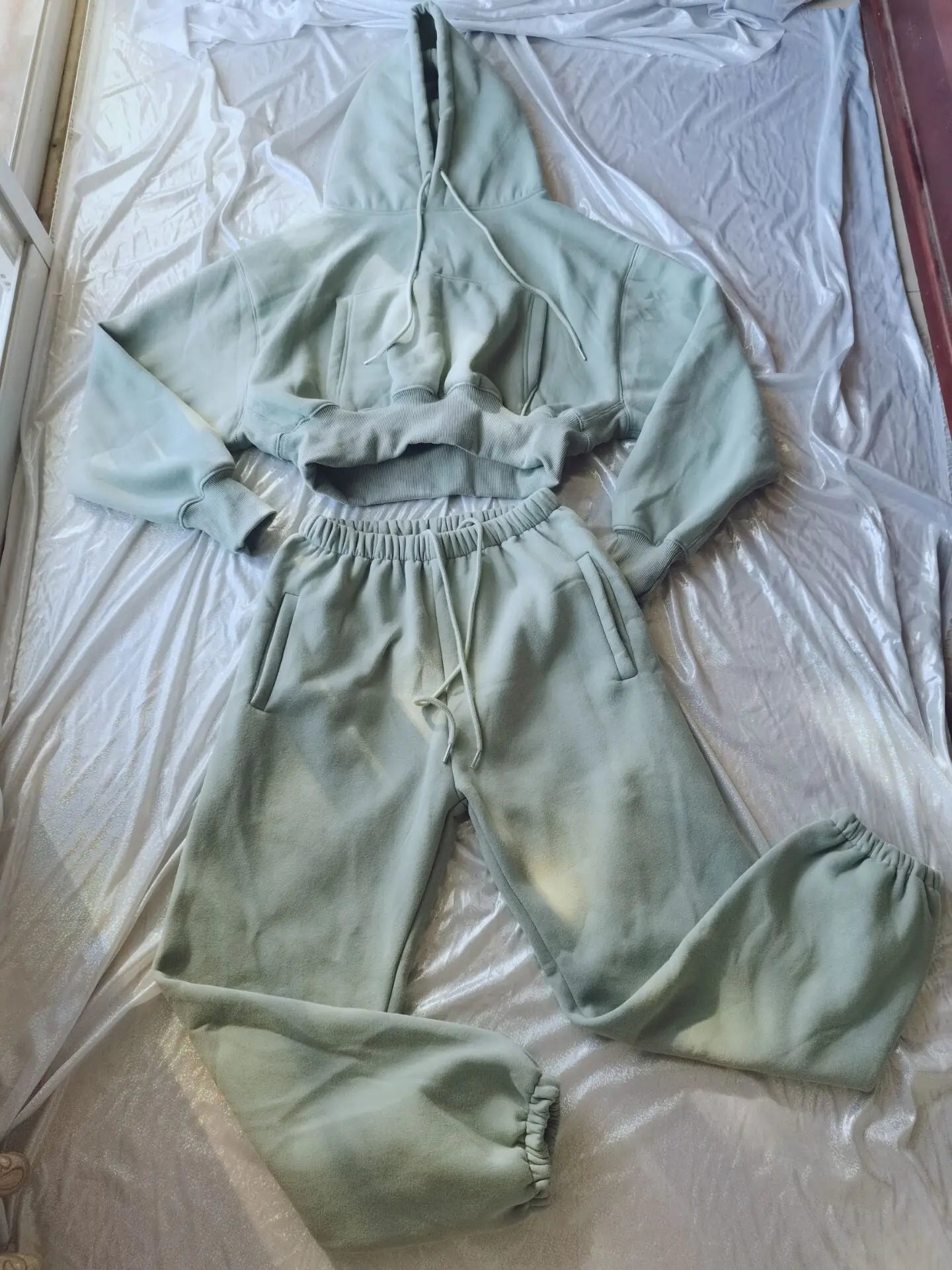 Women’s Fleece Hoodie and Jogger Pants 2-Piece Tracksuit Set, Warm Solid Color Sweat Suit for Fall and Winter Casual Sports Outfit