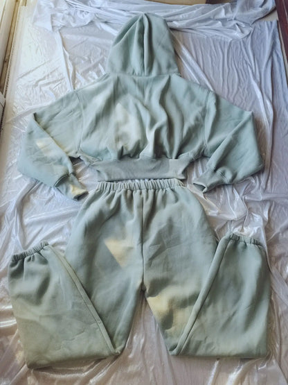 Women’s Fleece Hoodie and Jogger Pants 2-Piece Tracksuit Set, Warm Solid Color Sweat Suit for Fall and Winter Casual Sports Outfit