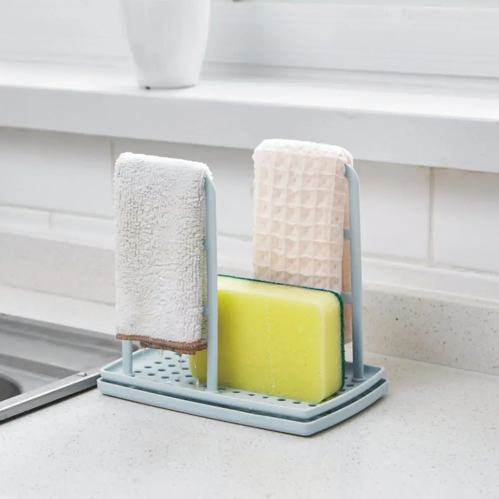 Dish Cloth Drain Rack – Kitchen Sponge Holder & Rag Storage Shelf for Dishwashing