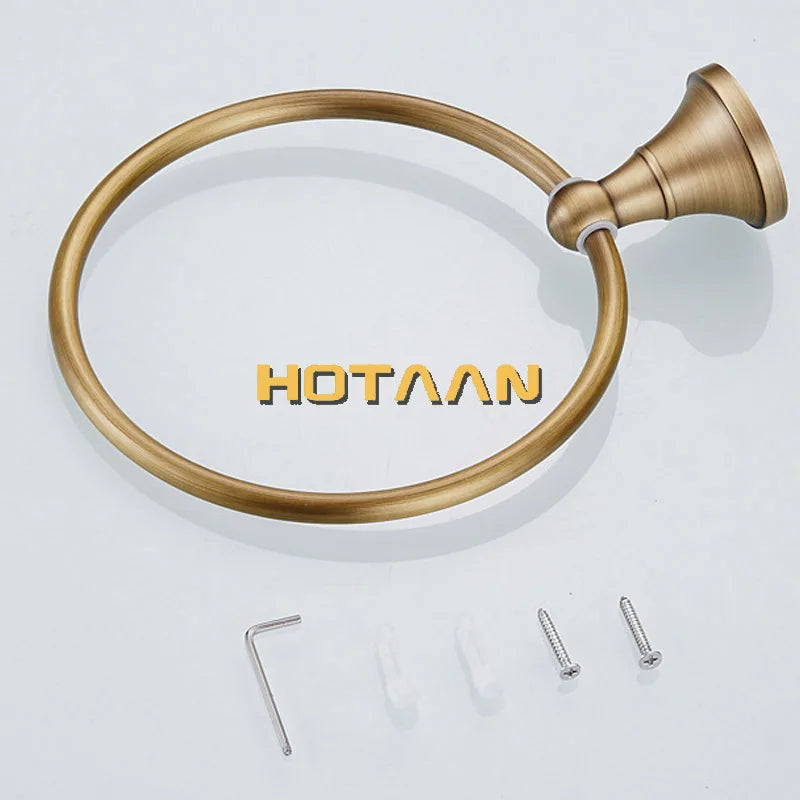 Luxury Solid Brass Bathroom Accessories Set, Antique Brass Towel Bar, Paper Holder, Towel Ring & Robe Hook