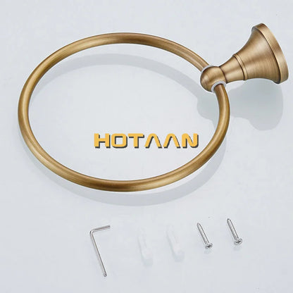Luxury Solid Brass Bathroom Accessories Set, Antique Brass Towel Bar, Paper Holder, Towel Ring & Robe Hook