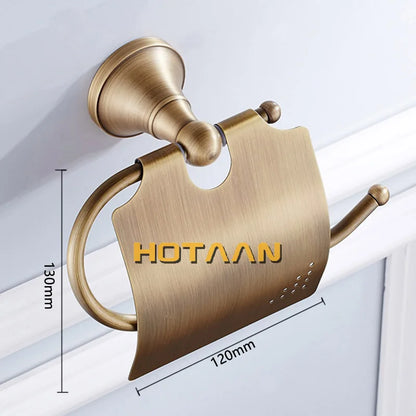Luxury Solid Brass Bathroom Accessories Set, Antique Brass Towel Bar, Paper Holder, Towel Ring & Robe Hook