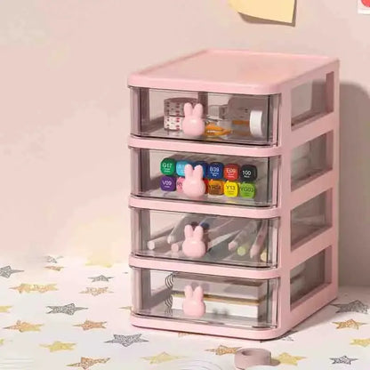 2–5 Layer Clear Stacking Drawer Organizer – Multi-Tier PP Storage Box Modular Desktop System for Office & Beauty Products