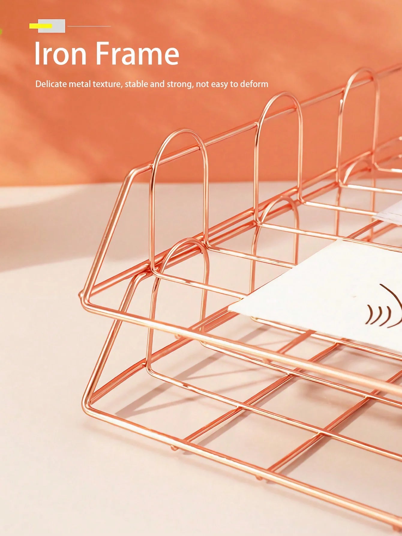 Metal Desktop File Organizer, Stackable Horizontal Letter Tray Paper Holder for Office & Home