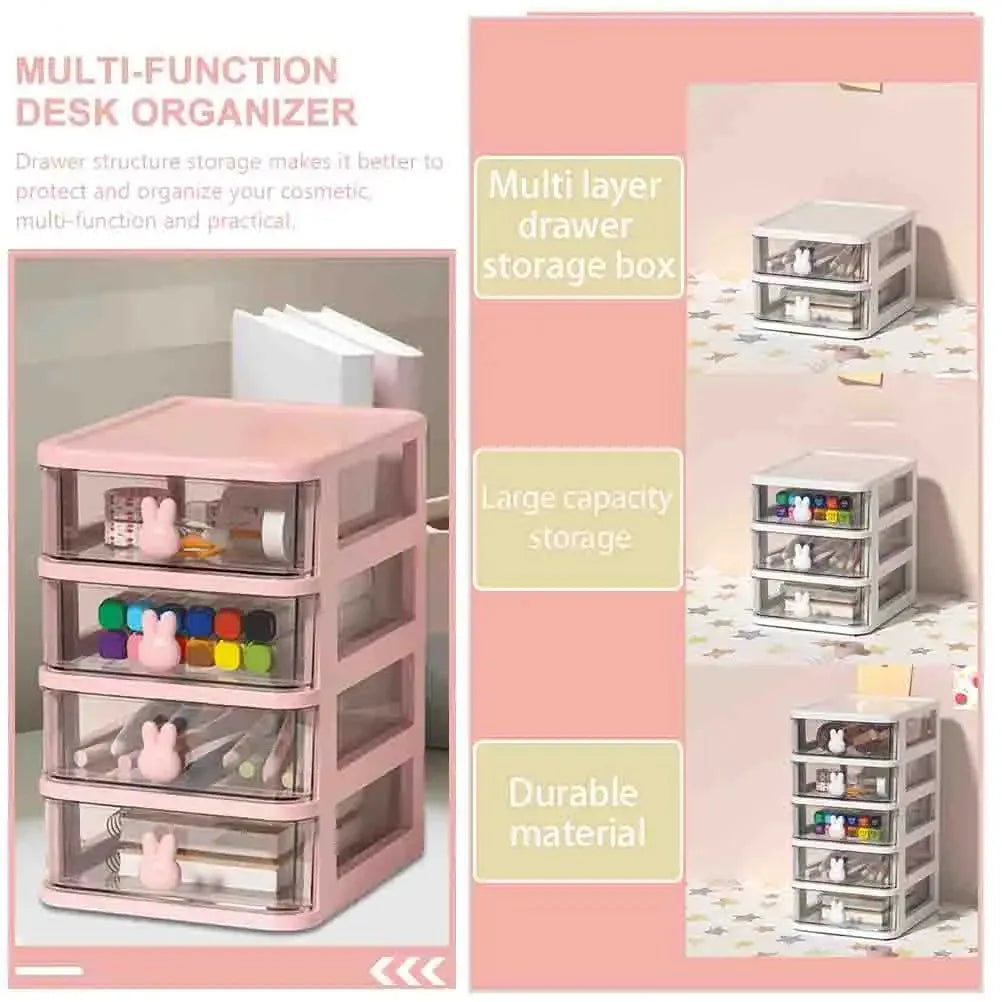 2–5 Layer Clear Stacking Drawer Organizer – Multi-Tier PP Storage Box Modular Desktop System for Office & Beauty Products