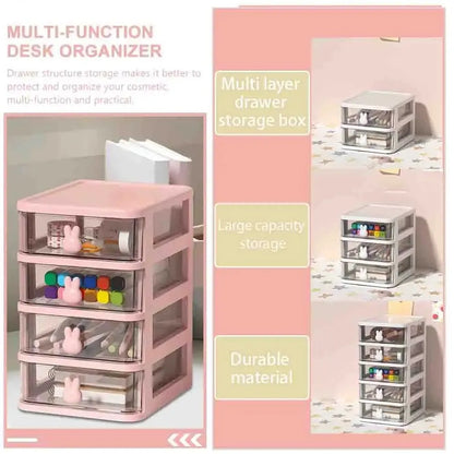 2–5 Layer Clear Stacking Drawer Organizer – Multi-Tier PP Storage Box Modular Desktop System for Office & Beauty Products
