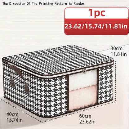 Visible Large Capacity Storage Box with Handles, Foldable Dustproof Clothes & Quilt Organizer Zipper Container