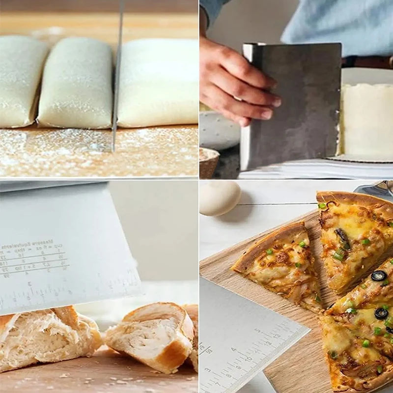 FAIS DU Stainless Steel Pizza Dough Cutter – Pastry Bench Scraper with Measuring Scale