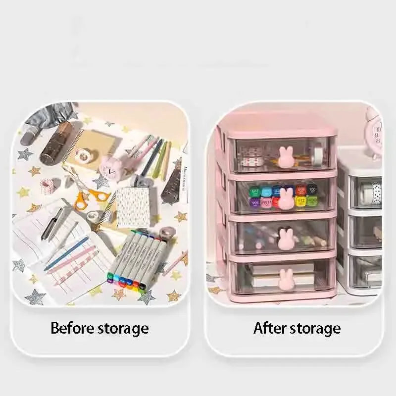 2–5 Layer Clear Stacking Drawer Organizer – Multi-Tier PP Storage Box Modular Desktop System for Office & Beauty Products