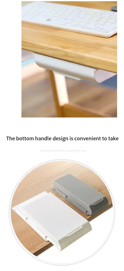 Adhesive Under Desk Drawer Organizer Hidden Table Storage Box Slide Out Tray Simple Sundries Cosmetics Stationery Organizer