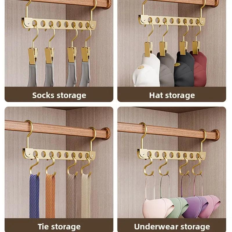 Foldable Rotatable Magic Clothes Hanger Organizer – Multi-Hole Metal Wardrobe Space Saver Hook