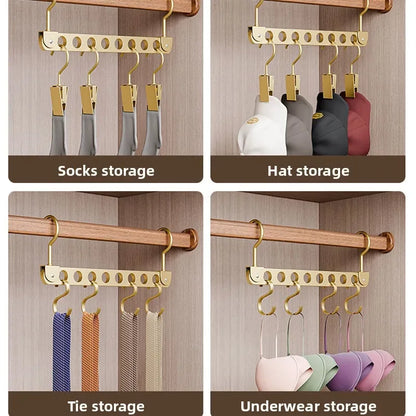 Foldable Rotatable Magic Clothes Hanger Organizer – Multi-Hole Metal Wardrobe Space Saver Hook