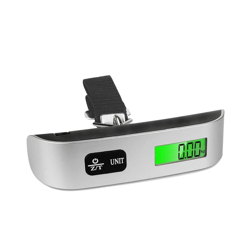 Portable Digital Luggage Scale with LCD Display, 50kg / 110lb Electronic Hanging Suitcase Scale, Travel Baggage Weight Checker with Temperature Display