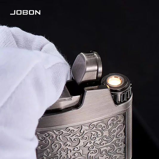 New JOBON Embossed Butane Gas Lighter Jet Metal Windproof Torch Cigarette Cigar Lighter Retro Press Ignition Smoking Accessories
