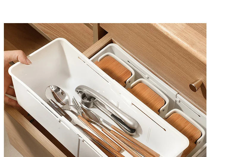 Extendable Drawer Organizer with Adjustable Dividers – Multi-Purpose Storage Box for Home, Office & Kitchen