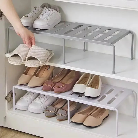 Adjustable ABS Shoe Rack Organizer, Extensible Telescopic Shoe Hanger for Wardrobe & Cabinet Storage