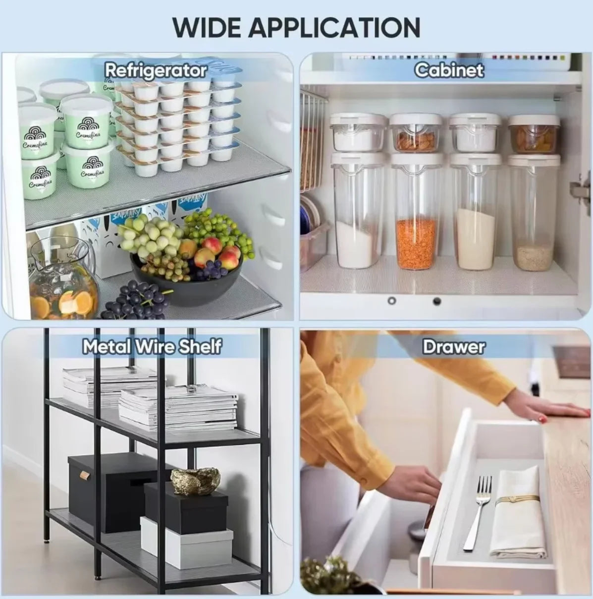 Drawer Mat Shelf Liner, Non-Slip Waterproof EVA Cabinet Liner, Non-Adhesive Oil-Proof Closet & Table Pad, Cut-to-Fit