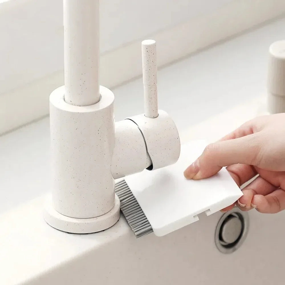 Plastic Kitchen Sink Brush – Portable Multifunctional Countertop Cleaning Brush with Removable Squeegee (White)
