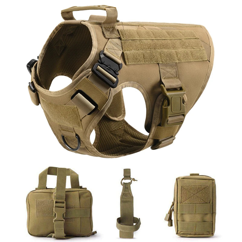 Tactical Dog Harness and Leash Set for Large and Medium Dogs, Military-Style Training Vest for German Shepherd, Golden Retriever, and Working Breeds