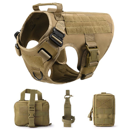 Tactical Dog Harness and Leash Set for Large and Medium Dogs, Military-Style Training Vest for German Shepherd, Golden Retriever, and Working Breeds