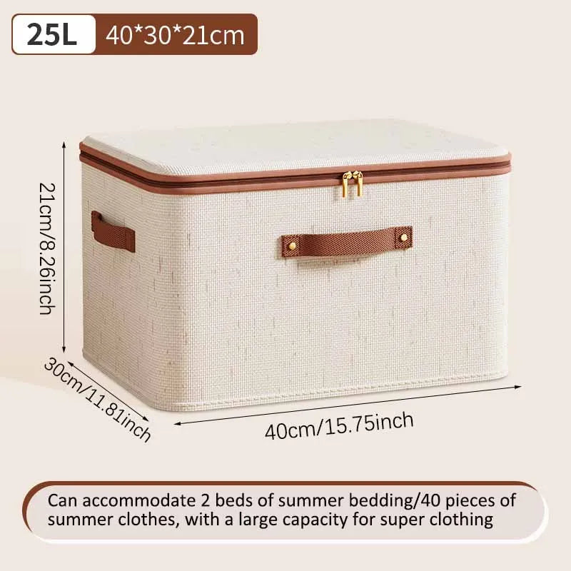 Zippered Storage Box with Lid – Large Capacity Foldable Clothing Organizer for Bedroom & Wardrobe