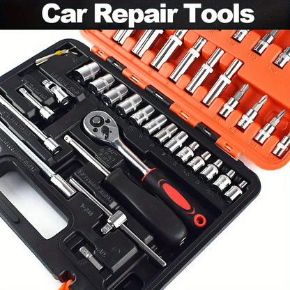 Stainless Steel Car Repair Tool Kit, Socket Set for Off-Road Motorcycle and Automotive Maintenance