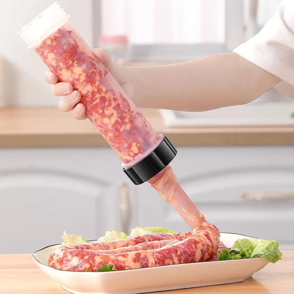 Portable Manual Sausage Maker Machine, Homemade Sausage Stuffing Press with 3 Funnels for Kitchen Use