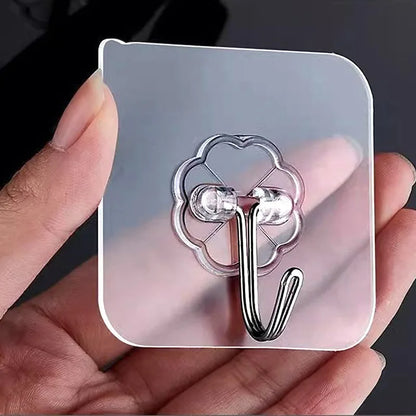 Transparent Adhesive Wall Hooks – No-Drill Traceless Strong Load-Bearing Hooks for Bathroom & Kitchen