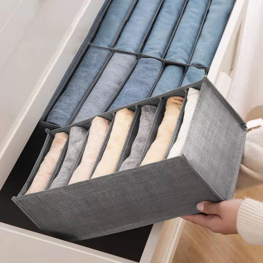Foldable Clothes Organizer with Handles – Jeans Storage Box for Closet Drawer & Wardrobe Organization