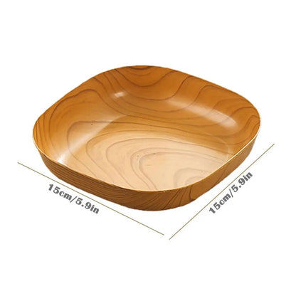 Japanese Style Imitation Wood Grain Square Plate, Simple Kitchen Tableware Dish for Dinner & Serving