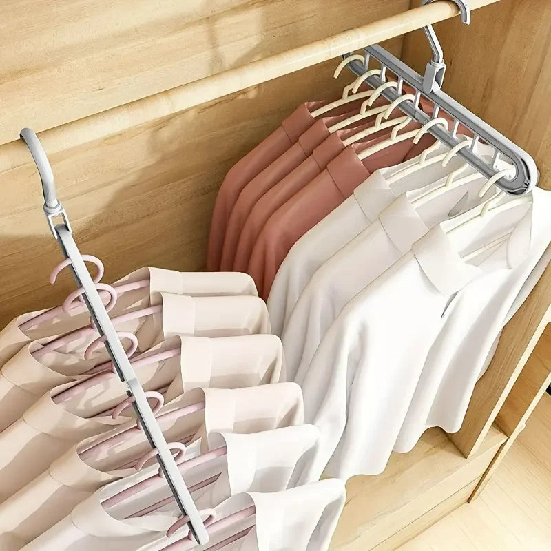 Solid Wood Multi-Hook Clothes Hanger – Vintage Wooden Organizer with 8 Hooks for Underwear & Accessories