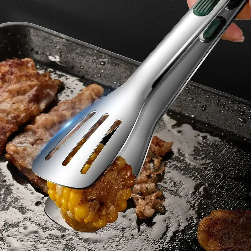Stainless Steel Kitchen Tongs, Non-Slip Food Tongs for Cooking, BBQ, Salad, Bread and Buffet Serving