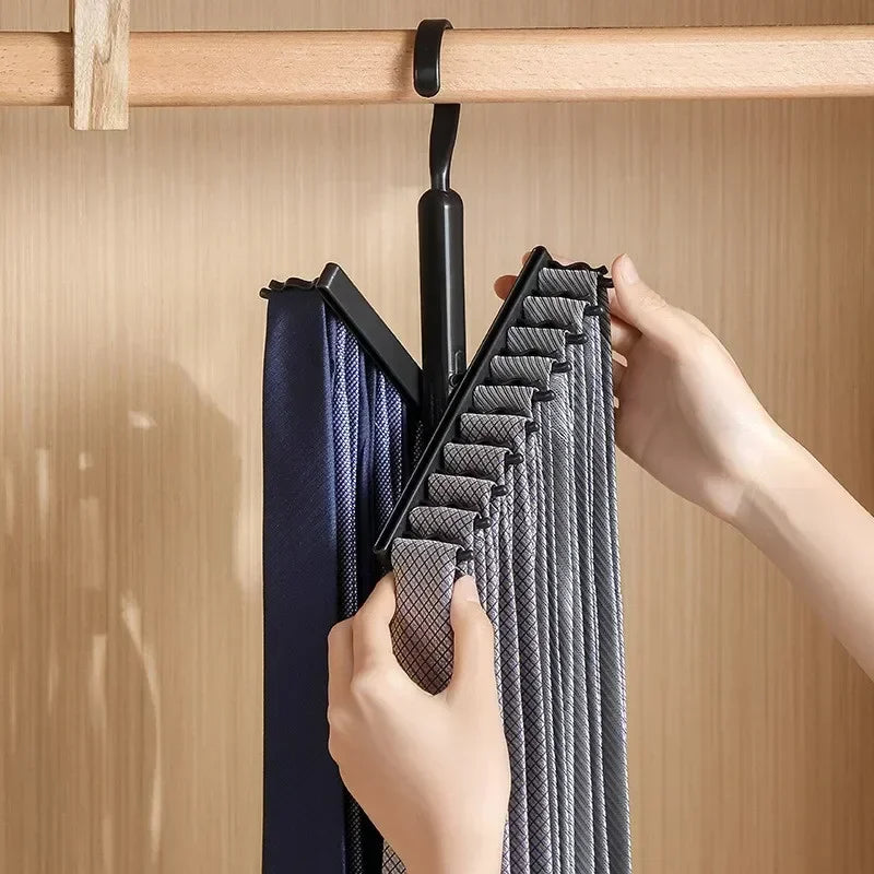 Rotatable Tie Hanger – 20-Row Large Capacity Necktie & Belt Organizer with Skidproof Hooks