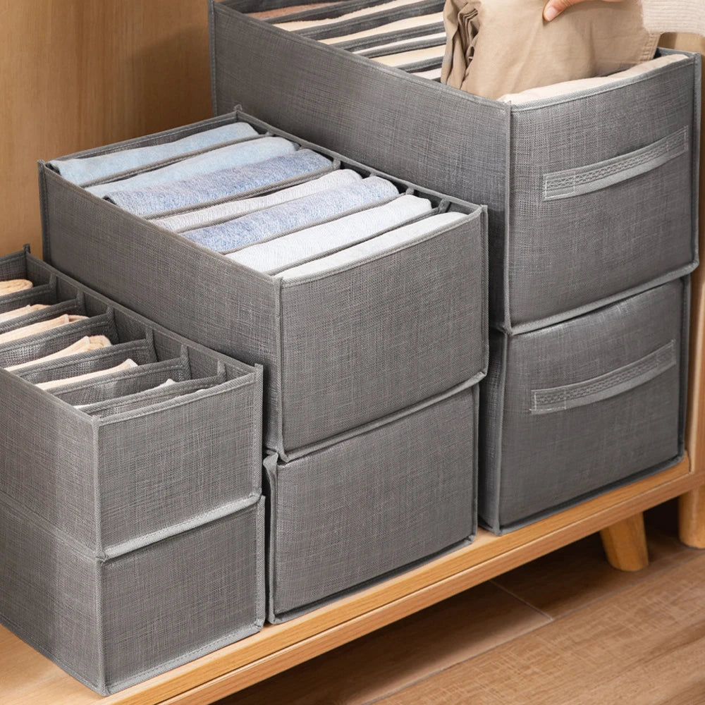 Foldable Clothes Organizer with Handles – Jeans Storage Box for Closet Drawer & Wardrobe Organization