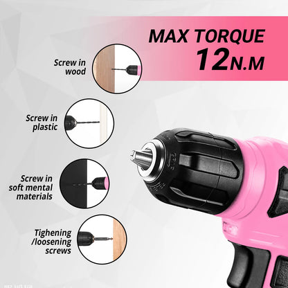 DEKO 126Pcs Power Tool Combo Kits with 8V Cordless Drill,10MM 3/8'' Keyless Chuck,Professional Home Household DIY Hand Tool Kits