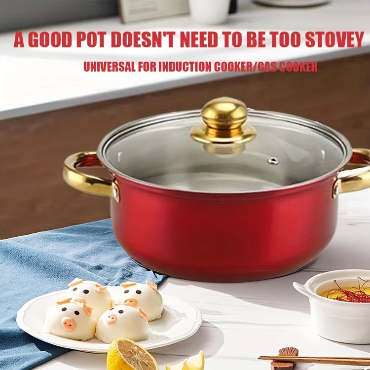 12PCS Stainless Steel Cookware Set, Non-Stick Pots & Pans with Lids, Multi-Color Kitchenware Set