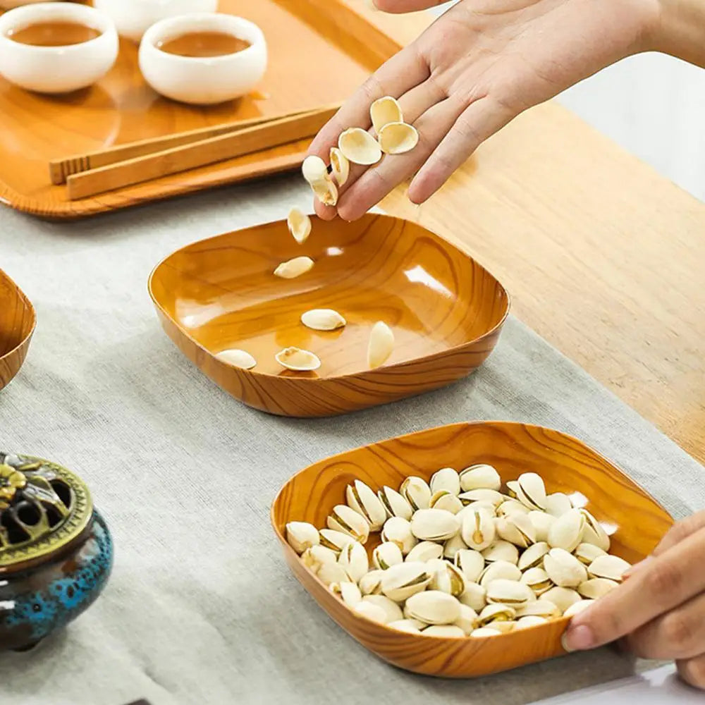 Japanese Style Imitation Wood Grain Square Plate, Simple Kitchen Tableware Dish for Dinner & Serving