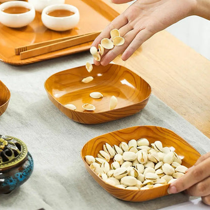 Japanese Style Imitation Wood Grain Square Plate, Simple Kitchen Tableware Dish for Dinner & Serving
