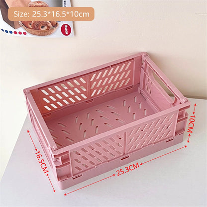 Collapsible Plastic Crate – Folding Storage Box Basket for Desktop, Cosmetics & Home Organization