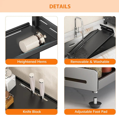 3-Tier Spice Storage Rack for Countertop, Adjustable Metal Kitchen Organizer Shelf for Cabinet & Pantry – Black